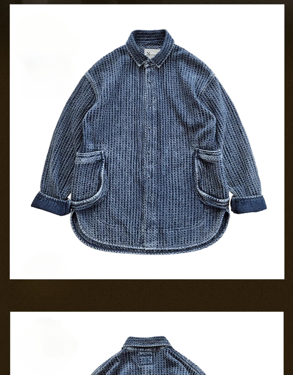 100% Cotton Oversized Shirt Jacket Japanese Style Khaki Retro Casual