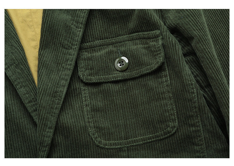 American Retro Amekaji Corduroy Safari Blazer - Casual Suit Jacket (Men)