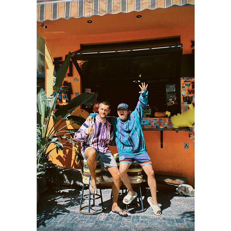 Medria Limited Edition Couple Sweater - 2022 Retro Blue-Green Bitter Melon Stripe Pullover