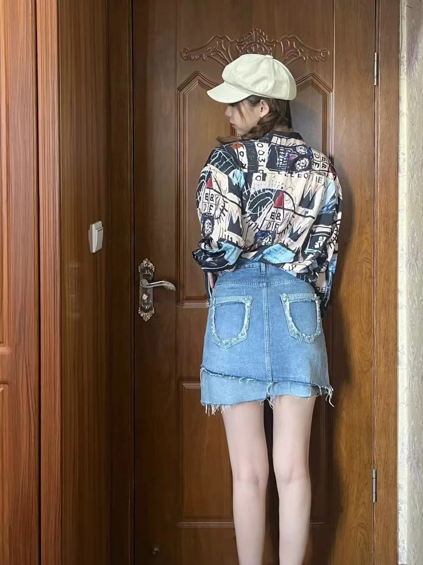 Wacko Maria Basquiat Print Long-Sleeve Shirt – Japanese Retro Graffiti (Unisex)