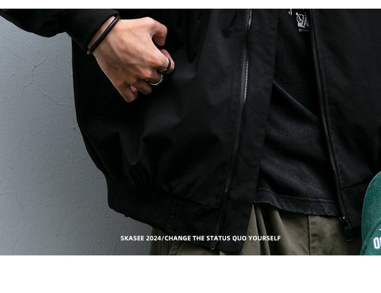 Men's American Style Waterproof Coach Jacket - Trendy Stand Collar Outdoor Windbreaker