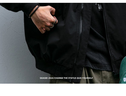 Men's American Style Waterproof Coach Jacket - Trendy Stand Collar Outdoor Windbreaker