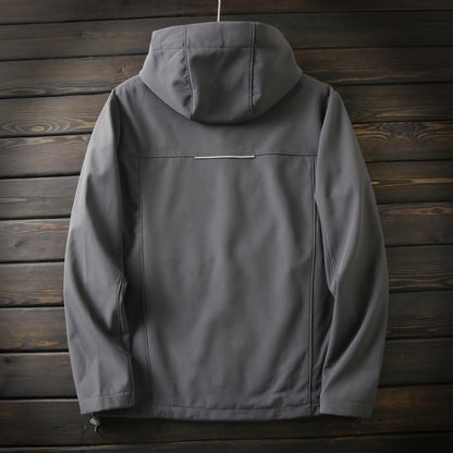 Men's Premium Fleece Thermal Soft Shell Jacket - Autumn Windproof Waterproof Thickened Hooded Coat