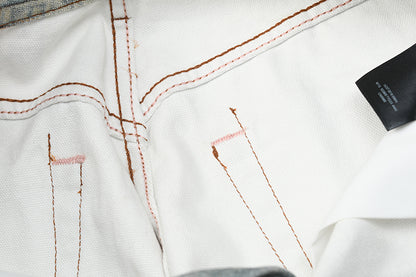 Beauty tide retro old hole patch 3D printing jeans dyed loose wide-leg pants