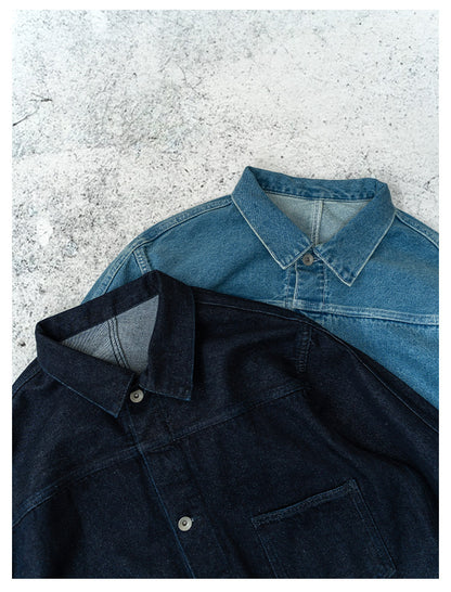 Single Pocket Short Denim Jacket – Loose Unisex Casual Streetwear