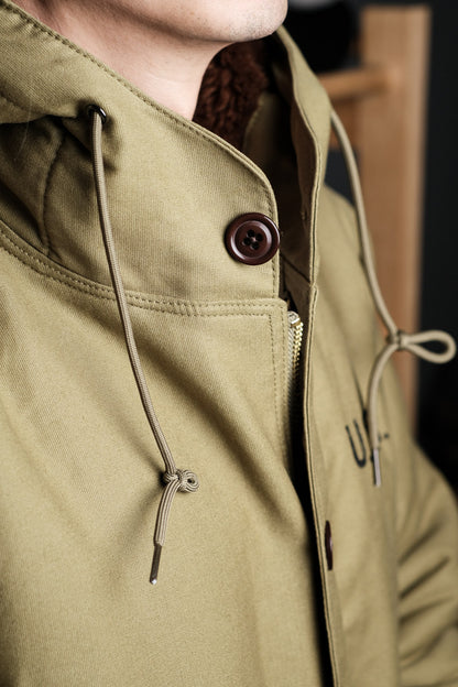Heavy Wool Hooded Deck Parka – Long Padded Military-Style Jacket