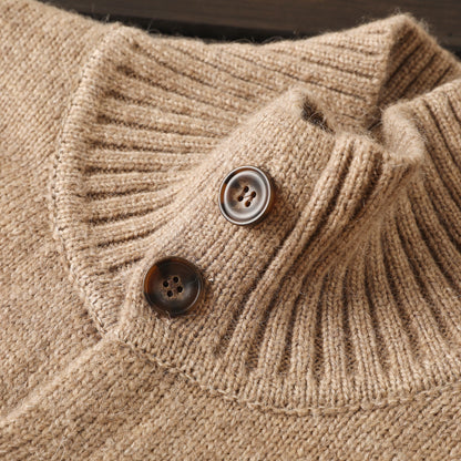 Alpaca Wool Blend Stand-Collar Knit Cardigan – Thickened Oversized Unisex