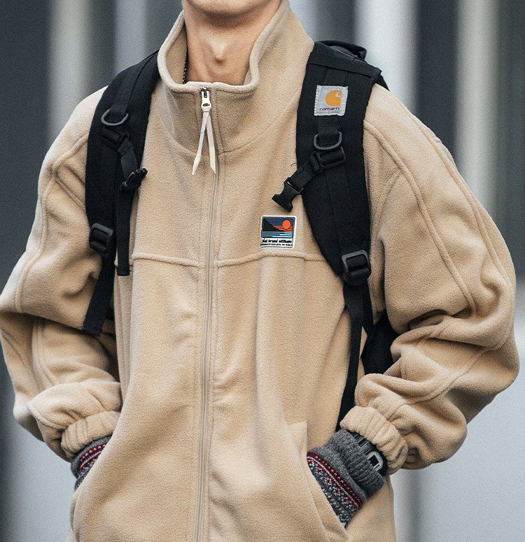 Fleece Padded Stand-Collar Zip Cardigan – Outdoor Oversized Unisex