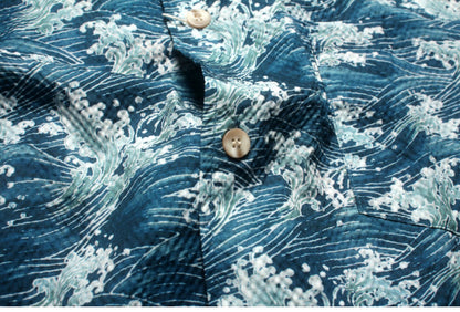 Seersucker Cuban Collar Printed Shirt – Men's Vintage Beach Short Sleeve