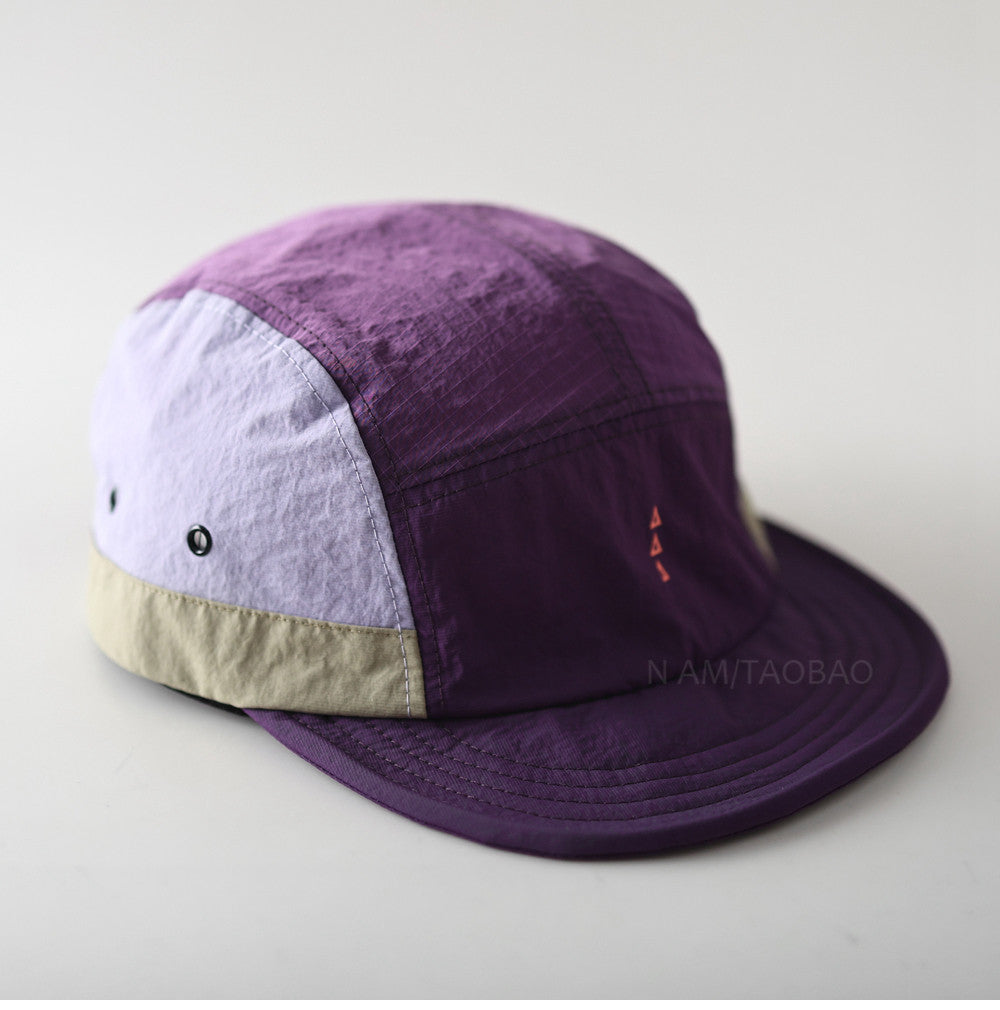 Quick-Dry Color-Block Short Brim Cap – Letter Print Sporty Unisex – cap | japanese streetwear | vintage workwear | unisex | Yamalinclothes