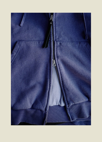 SS26 USAGE VTG Zip Hoodie - Yamalin Heavy Antique Woven Sweatshirt Washable Double Hoodie