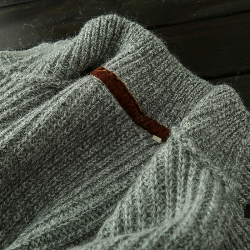 Wool Stand-Collar Knit Cardigan – Thickened Oversized Unisex
