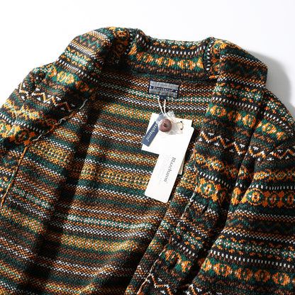 Nordic Fair Isle Knit Cardigan – Wool Blend Jacquard Men – Japanese vintage | yamalin clothes | Yamalinclothes