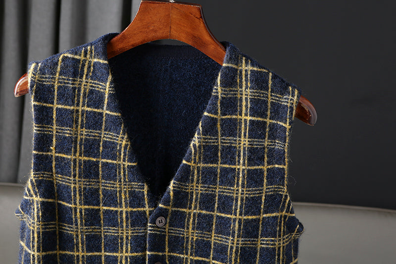 Heavy goods Italian order! Mohair + wool autumn and winter men's knitted cardigan sweater vest