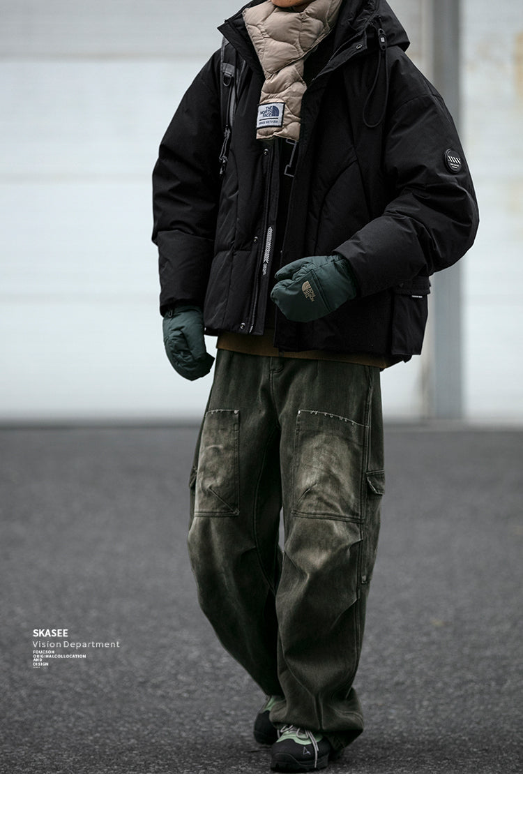 Cleanfit Deconstructed Patchwork Design Down Jacket for Men Winter Couples Outdoor Windproof Workwear 90 White Duck Down Coat