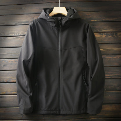 Men's Premium Fleece Thermal Soft Shell Jacket - Autumn Windproof Waterproof Thickened Hooded Coat