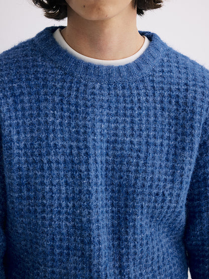 Coke Life Carpem Unisex Winter Sweater - 8% Long Camel Wool Pineapple Check Loose Crew Neck Base Top