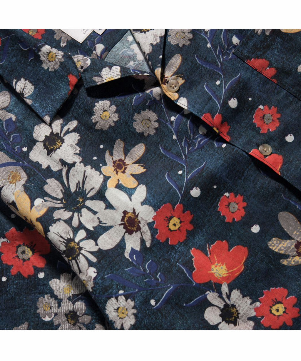 New Amekaji Retro Short Sleeve Shirt Printed Cotton Linen Shirt