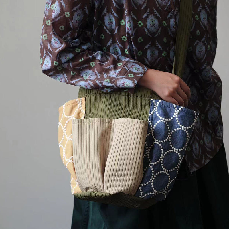 Original Patchwork Large Capacity Crossbody Bag Retro New Chinese Style Embroidered Tote Bag for Women