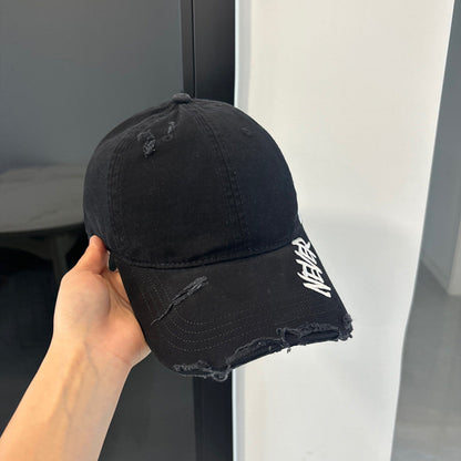 Washed Distressed Denim Baseball Cap – Embroidered Adjustable Unisex