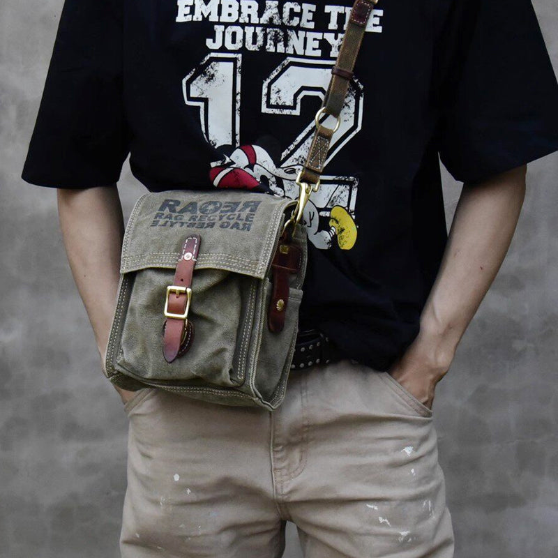 Vintage Washed Canvas Messenger Bag – Military Workwear Crossbody Satchel | Japanese vintage | yamalin clothes | Yamalinclothes