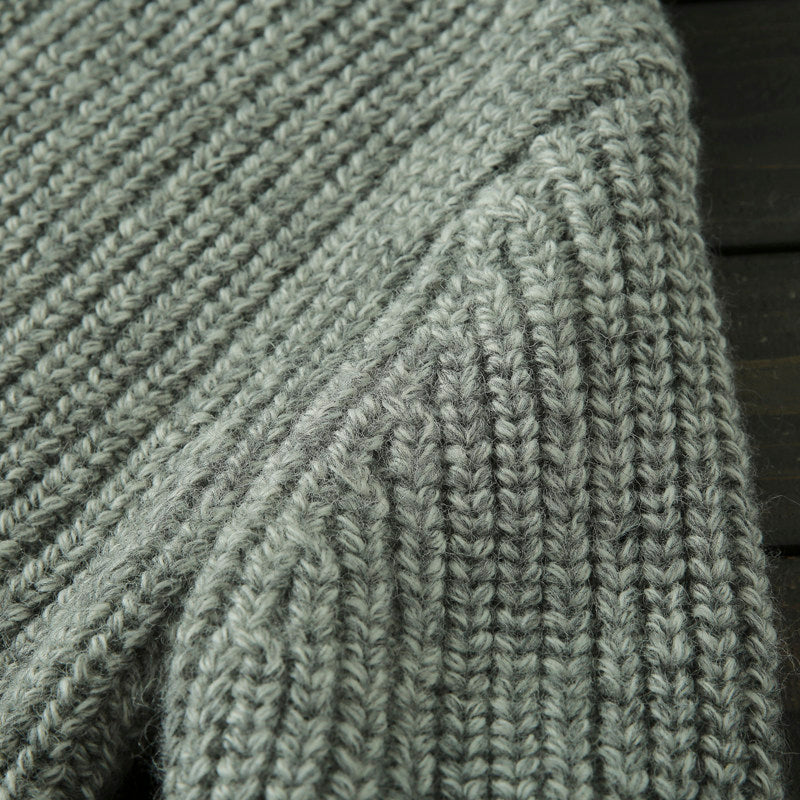 Wool Stand-Collar Knit Cardigan – Thickened Oversized Unisex