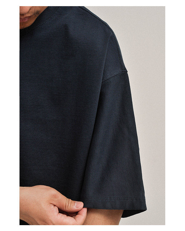 380G Heavyweight Cotton Crewneck Short Sleeve T-Shirt – Loose Solid Color Summer Tee for Men – Japanese vintage | yamalin clothes | Yamalinclothes
