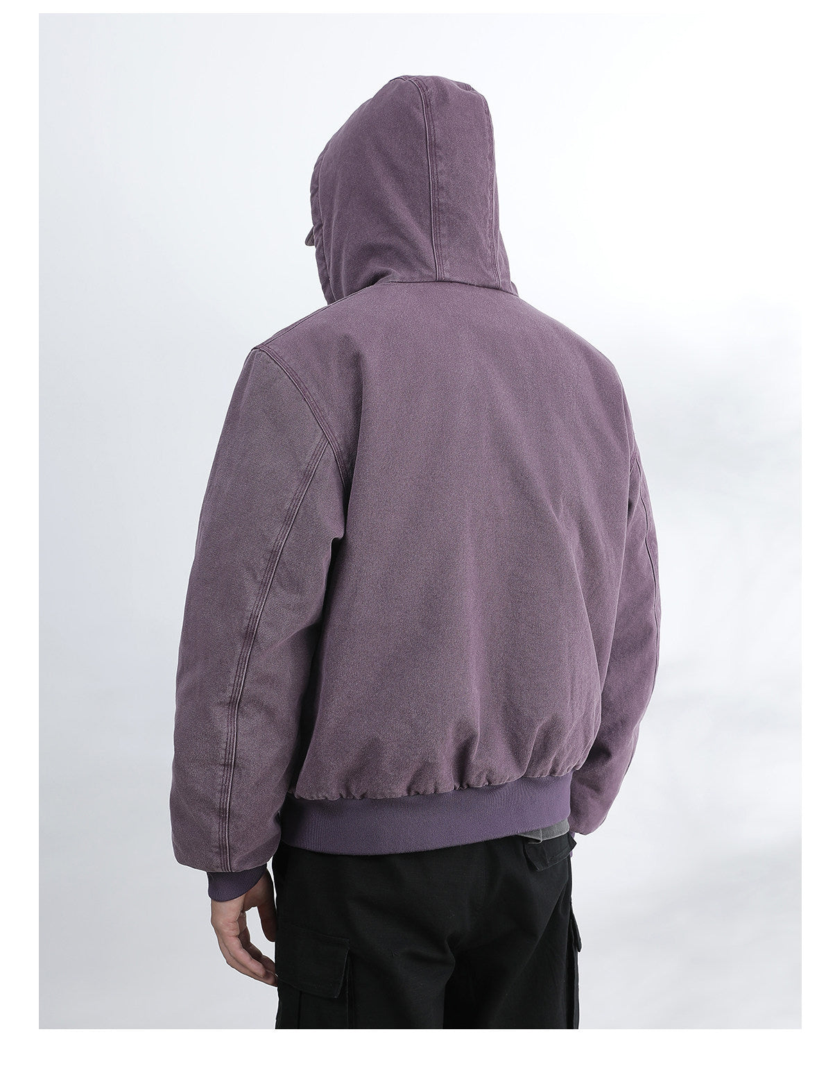 Vintage Wash Distressed Cargo Hoodie Jacket – Thermal Insulated Men's Coat