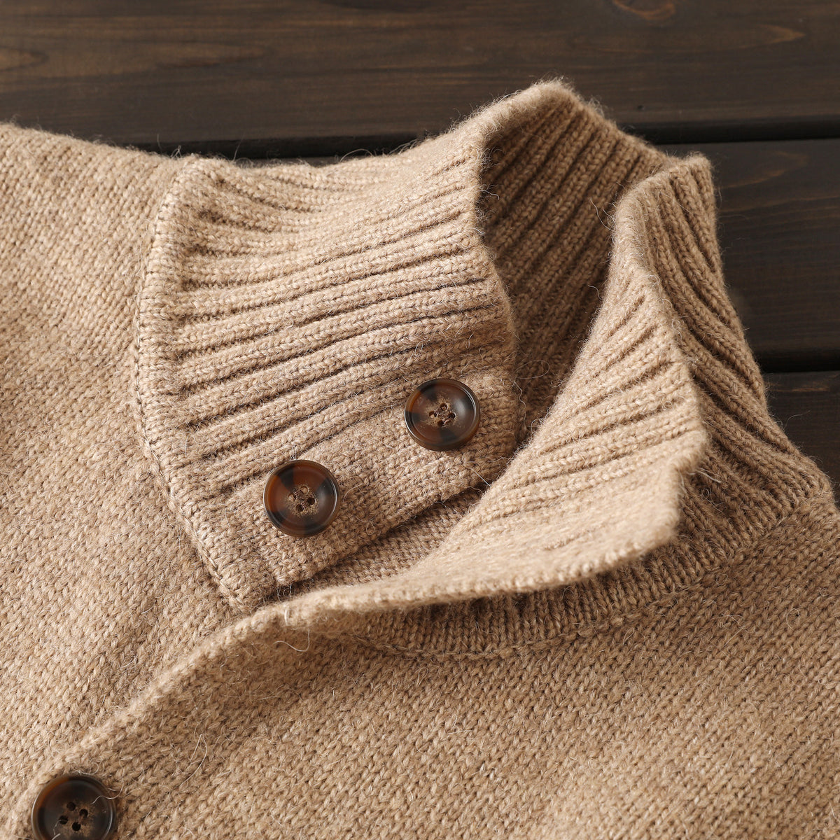 Alpaca Wool Blend Stand-Collar Knit Cardigan – Thickened Oversized Unisex