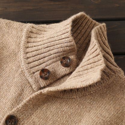 Alpaca Wool Blend Stand-Collar Knit Cardigan – Thickened Oversized Unisex