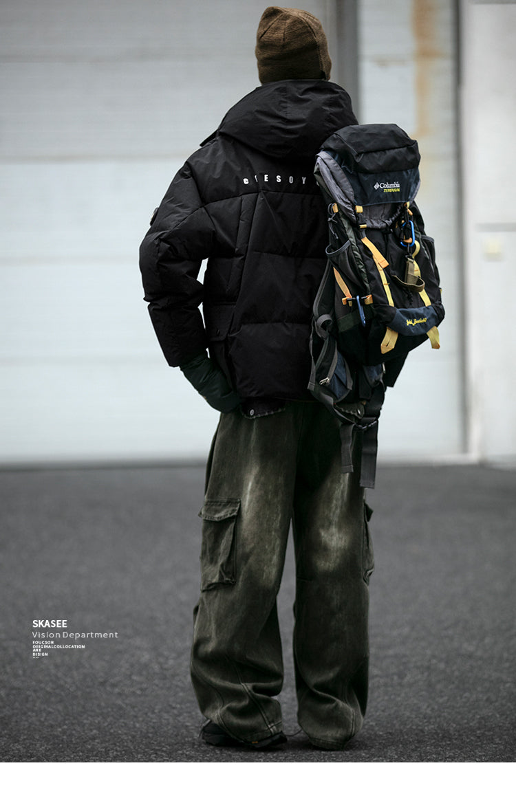 Cleanfit Deconstructed Patchwork Design Down Jacket for Men Winter Couples Outdoor Windproof Workwear 90 White Duck Down Coat