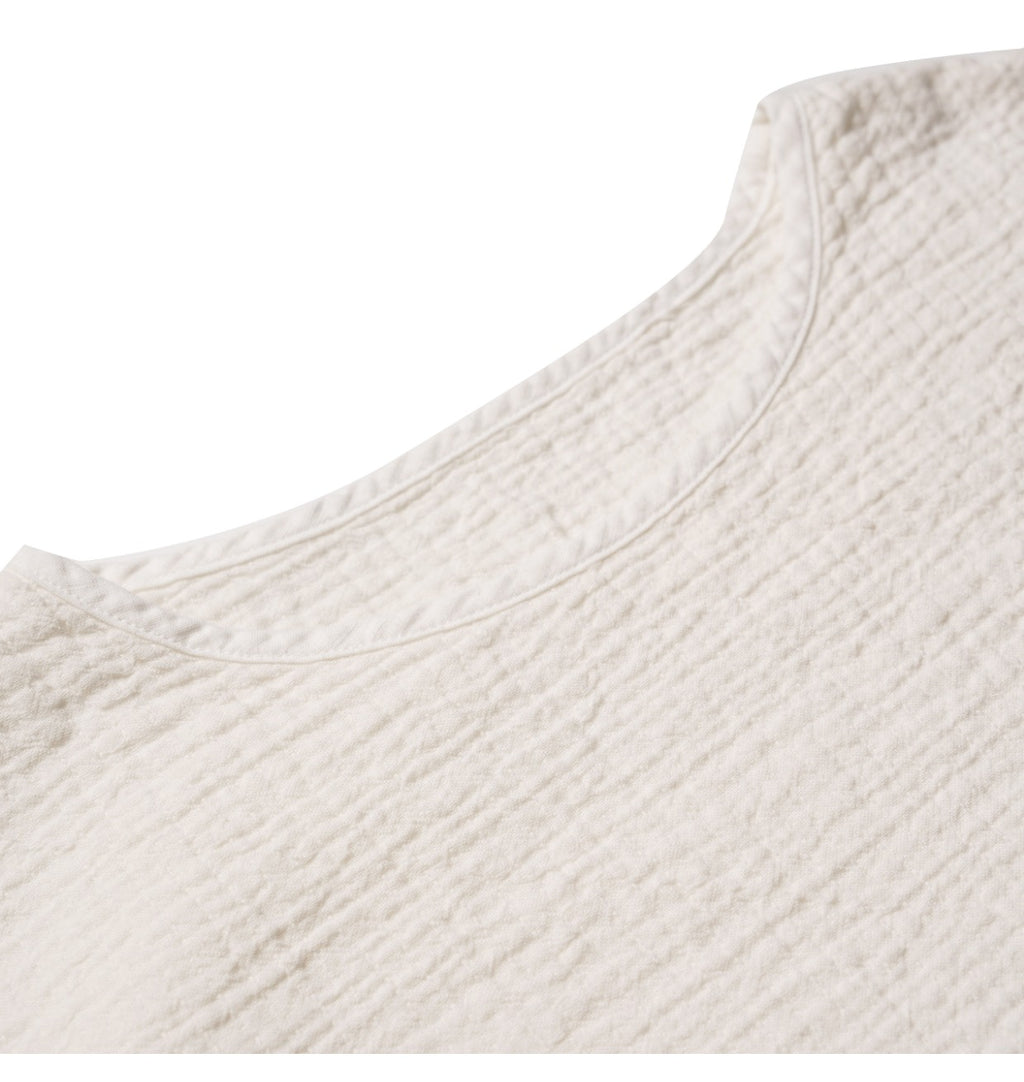 Original Japanese Retro White Sashiko Spring Summer Loose Couple Style Short Sleeve Embroidered Casual Three-Quarter Sleeve T-Shirt for Men