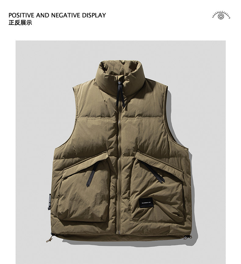 Mountain-Style Caramel 90% Duck-Down Vest – Warm Workwear Insulated (Unisex)