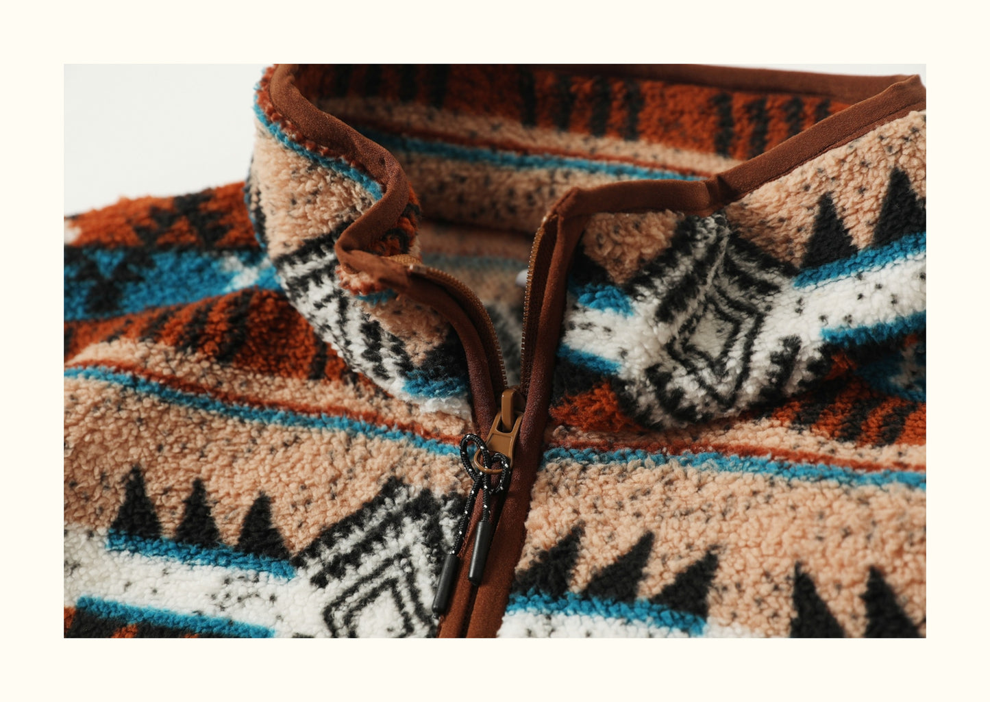 Fair Isle Lamb-Wool Stand-Collar Half-Zip Sweater – Loose Fit Unisex