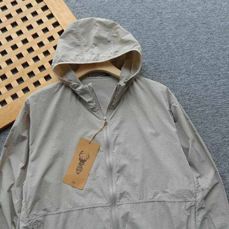 American Style Summer Hooded Sun Protection Jacket Versatile Breathable Unisex Lightweight Trendy Coat with a Sense of Design