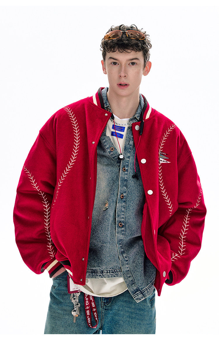 BJHG Quilted Baseball Jacket - American Style Color-Block Winter Coat (Unisex)