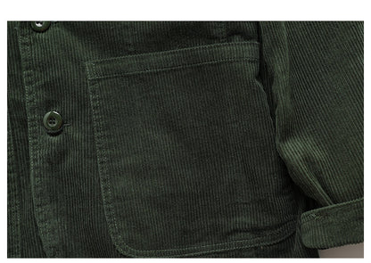 American Retro Amekaji Corduroy Safari Blazer - Casual Suit Jacket (Men)