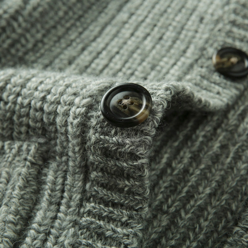 Wool Stand-Collar Knit Cardigan – Thickened Oversized Unisex