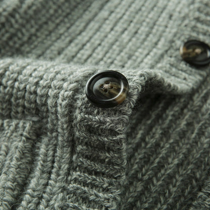 Wool Stand-Collar Knit Cardigan – Thickened Oversized Unisex