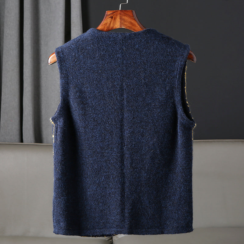 Heavy goods Italian order! Mohair + wool autumn and winter men's knitted cardigan sweater vest
