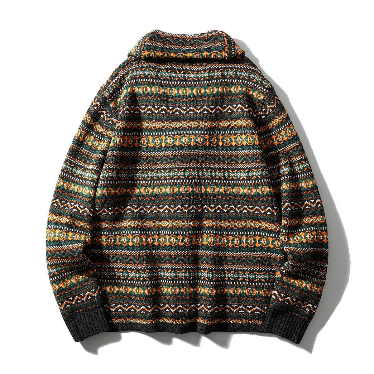 Nordic Fair Isle Knit Cardigan – Wool Blend Jacquard Men – Japanese vintage | yamalin clothes | Yamalinclothes