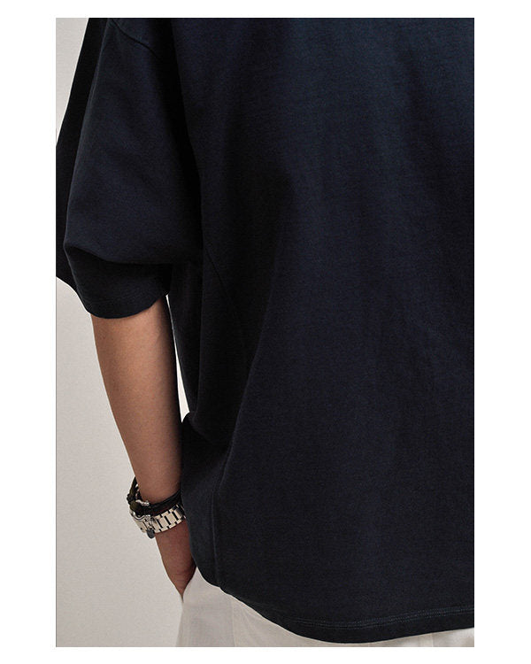 380G Heavyweight Cotton Crewneck Short Sleeve T-Shirt – Loose Solid Color Summer Tee for Men – Japanese vintage | yamalin clothes | Yamalinclothes