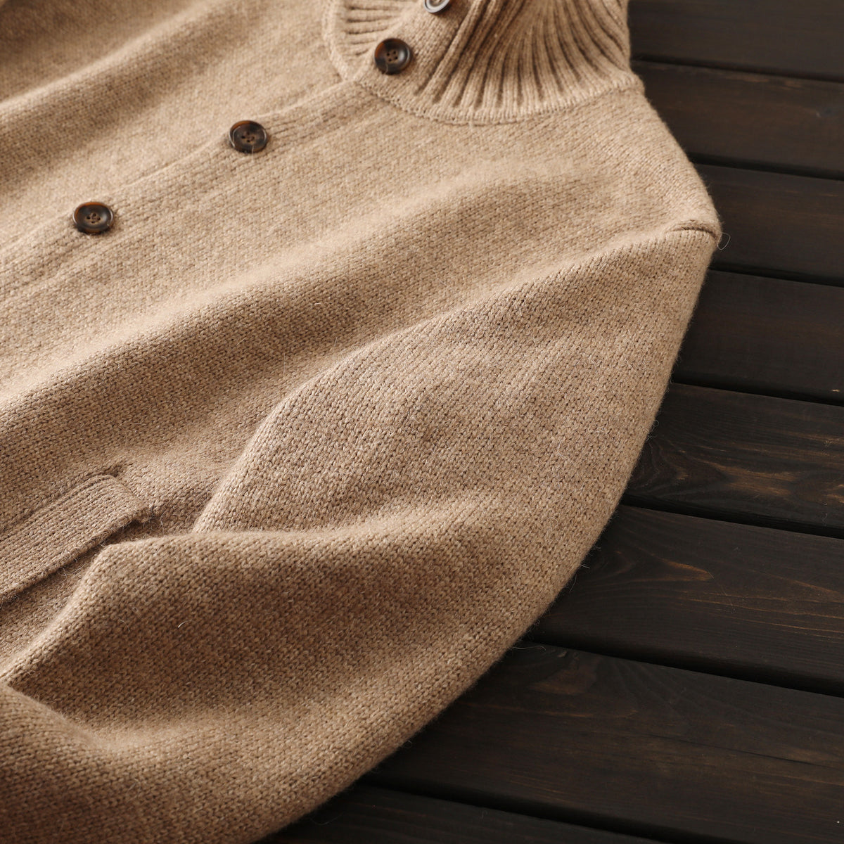 Alpaca Wool Blend Stand-Collar Knit Cardigan – Thickened Oversized Unisex