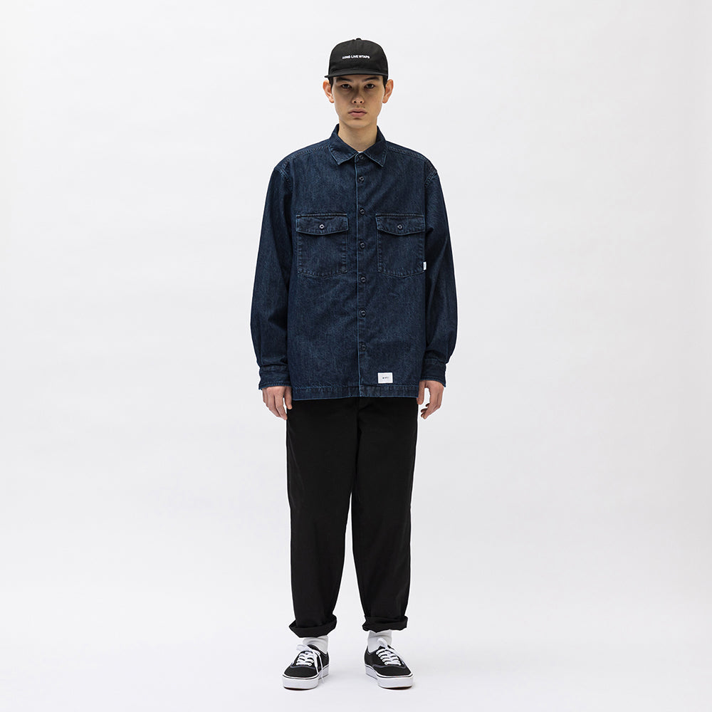 Japanese Style Retro Casual Loose Denim Shirt Unisex Solid Color Jacket