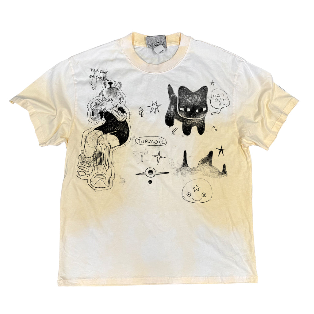 Graffiti Spray Paint Niche Rare Rebellious Kitten Tie-Dye Short Sleeve Unisex Student T-Shirt