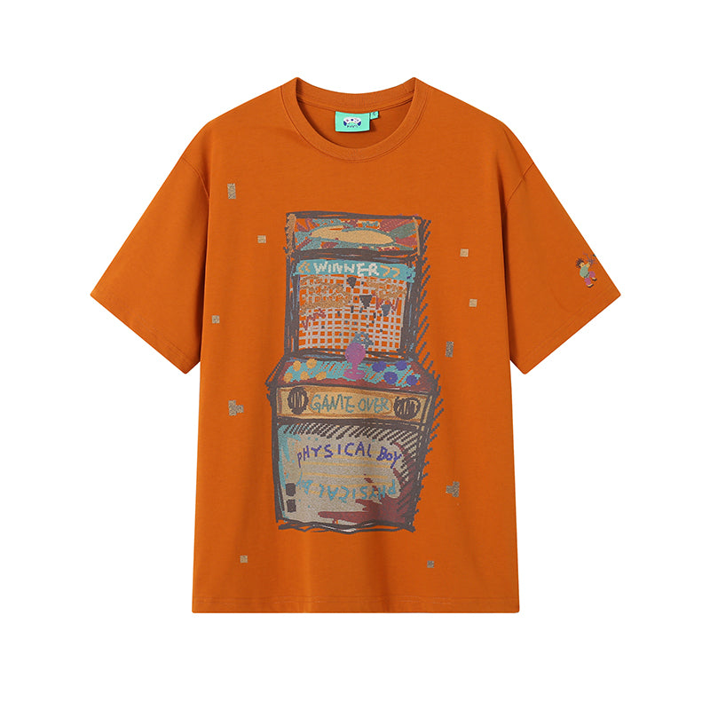 Game Machine Particle Hand-Painted Printed Loose Breathable Short-Sleeved T-shirt Summer