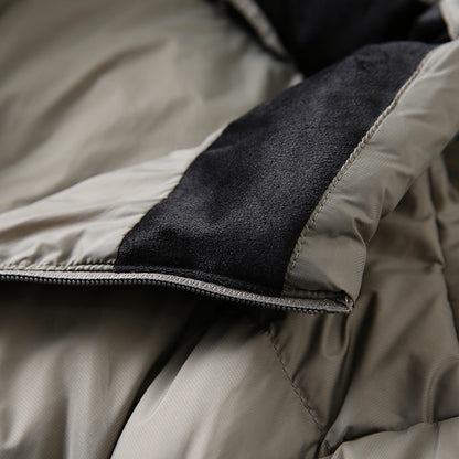 Men's Plus Size Lightweight High-Fluffy Down Jacket - Winter Stand Collar Warm Export Overstock Coat