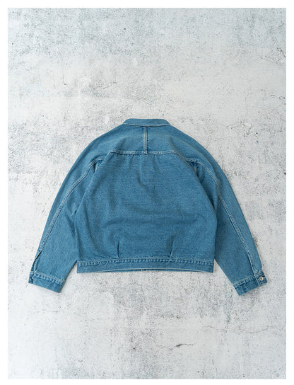 Single Pocket Short Denim Jacket – Loose Unisex Casual Streetwear