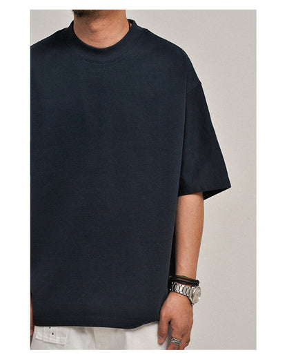 380G Heavyweight Cotton Crewneck Short Sleeve T-Shirt – Loose Solid Color Summer Tee for Men – Japanese vintage | yamalin clothes | Yamalinclothes