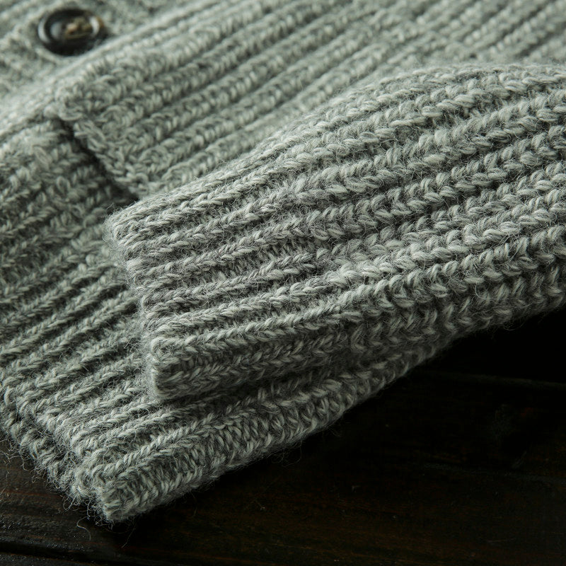 Wool Stand-Collar Knit Cardigan – Thickened Oversized Unisex
